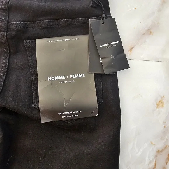 Nwt Homme Femme Black Skinny Jeans Ombre Stripe Blueish To Red Size 28